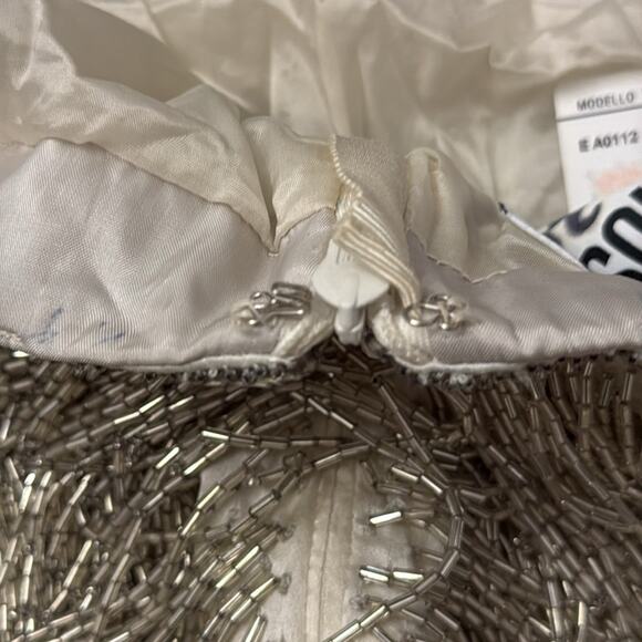 MOSCHINO Beaded Fringe Silk Pencil Skirt In Silver size 6 Rare NWT Retails $5945 - Picture 10 of 13